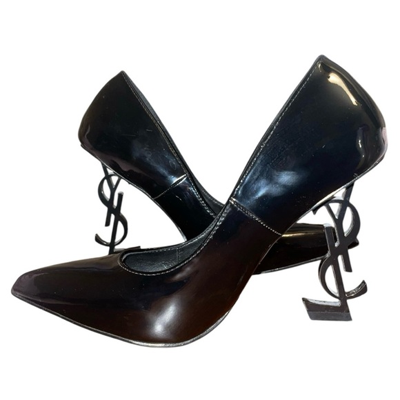 Saint Laurent Black Patent Leather Opyum Pointed Toe Pumps Size 36 - Picture 1 of 9